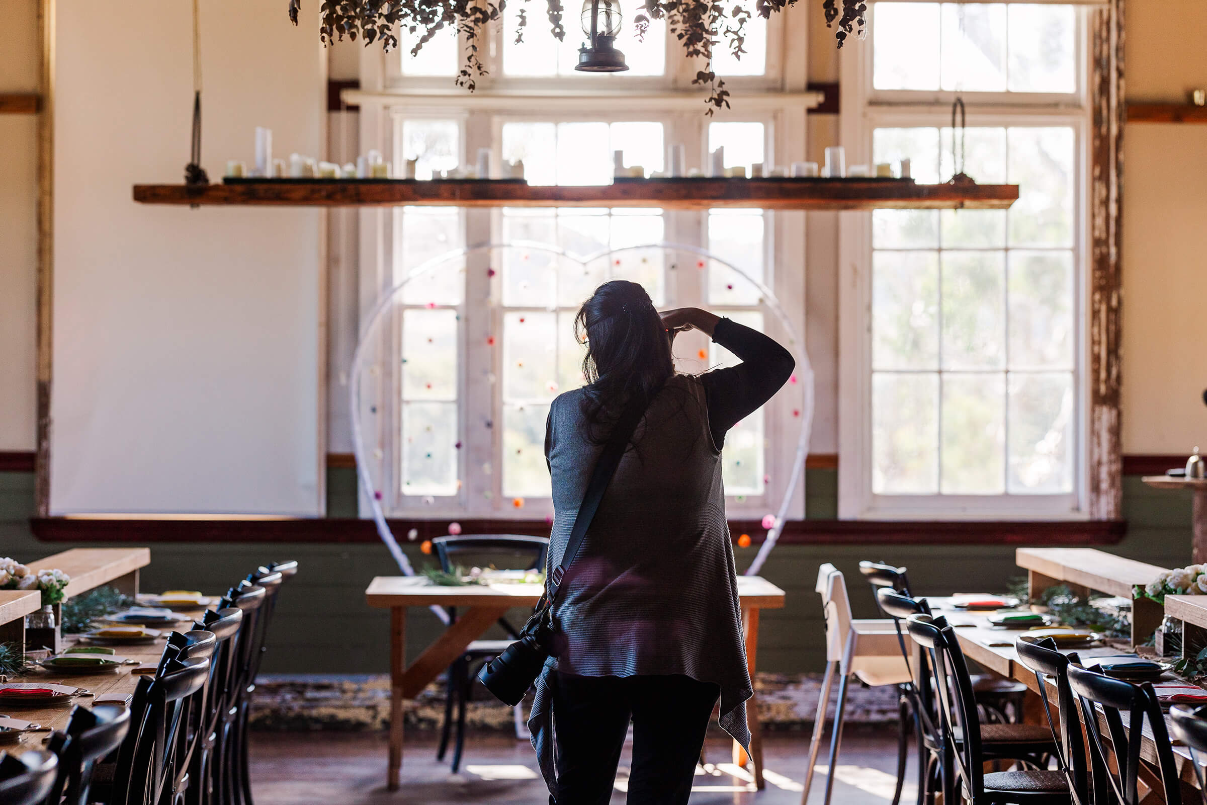wedding photographer photography a reception hall at Gold Creek Station